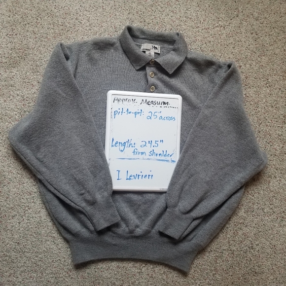 I Levrieri Italian 100% merino wool gray polo sweater XXL - Picture 9 of 9